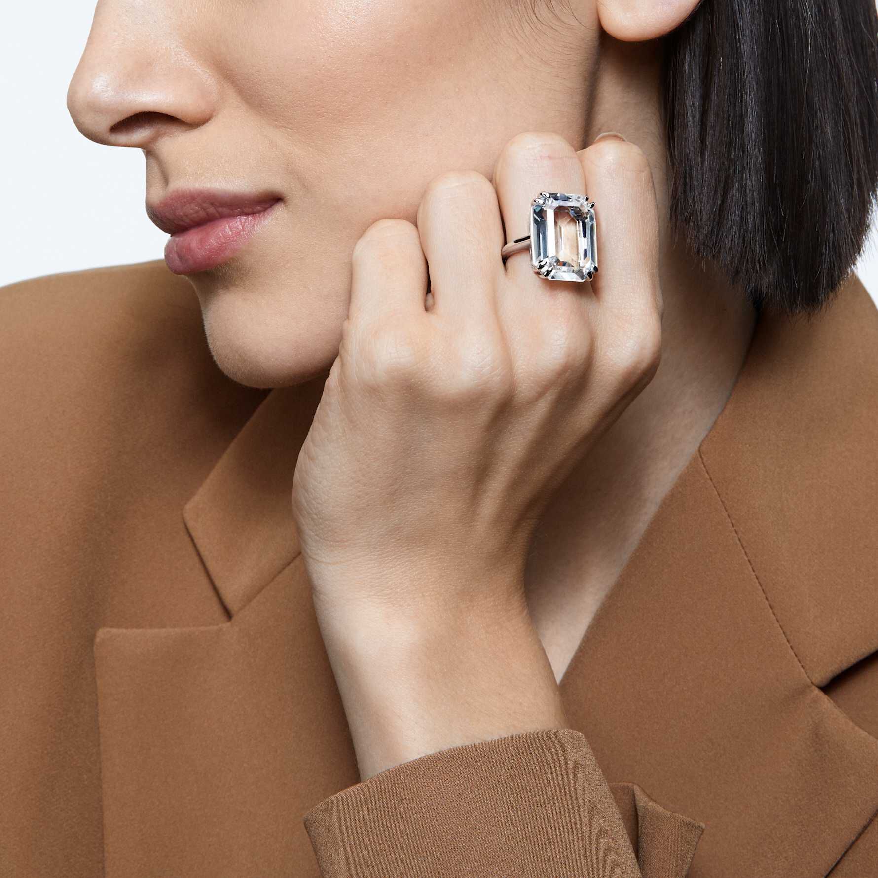 Buy Swarovski Mesmera cocktail ring, White, Rhodium plated Buy Swarovski Mesmera cocktail ring, White, Rhodium plated