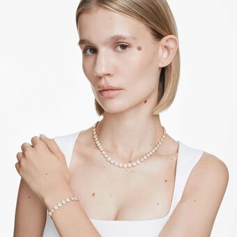 swarovski una angelic set  round cut  white  gold tone plated