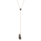 Naughty Y Necklace, Black, Rose-gold tone plated