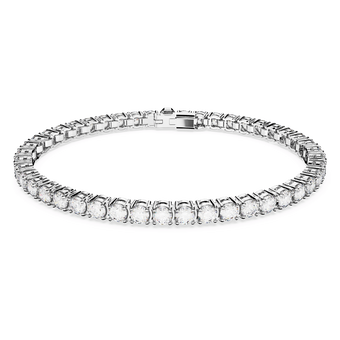 swarovski matrix tennis bracelet  round cut  white  rhodium plated