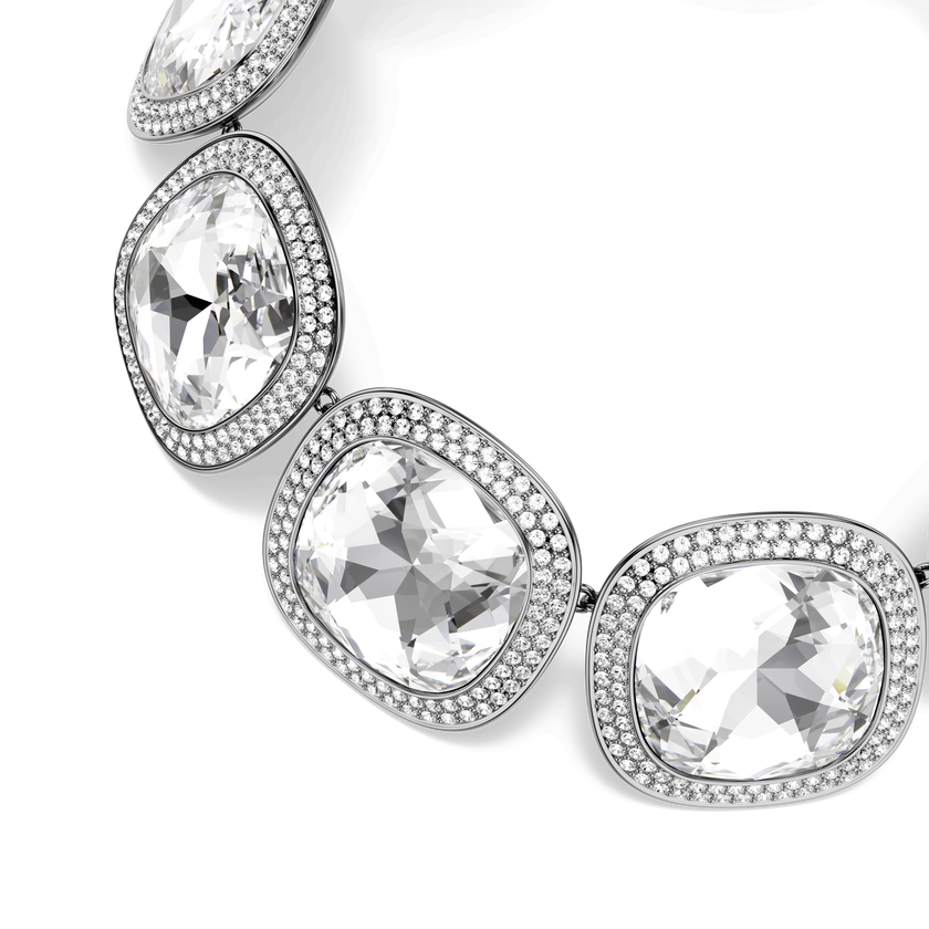swarovski una angelic choker  cushion cut  white  ruthenium plated