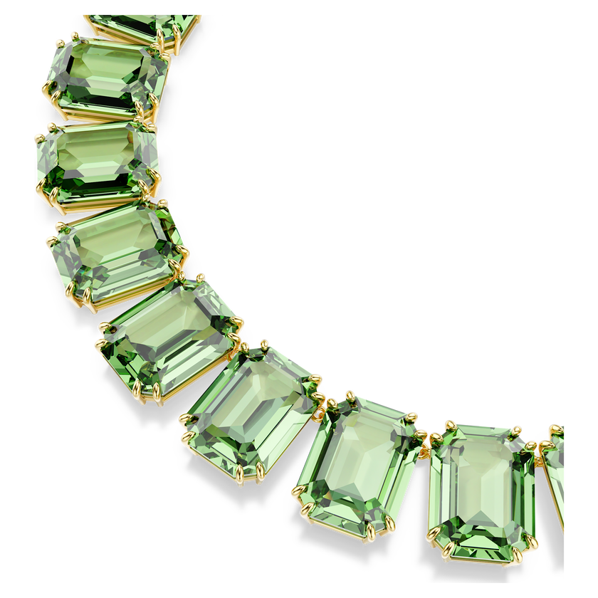 swarovski millenia tennis necklace  octagon cut  green  gold tone plated