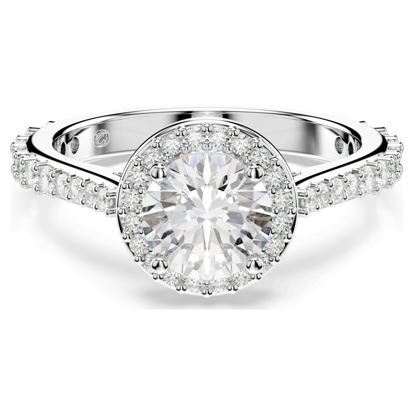 swarovski una angelic ring  round cut  white  silver tone finish