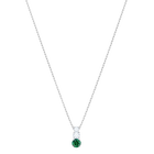 Attract Trilogy Round Pendant, Green, Rhodium Plating