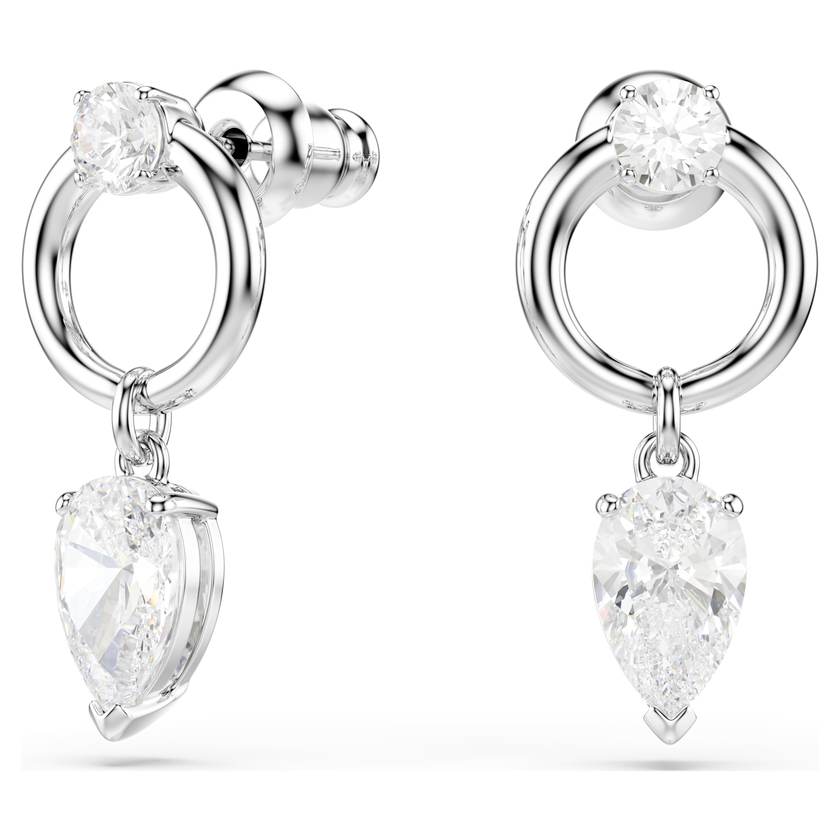 swarovski mesmera drop earrings  mixed cuts  white  rhodium plated