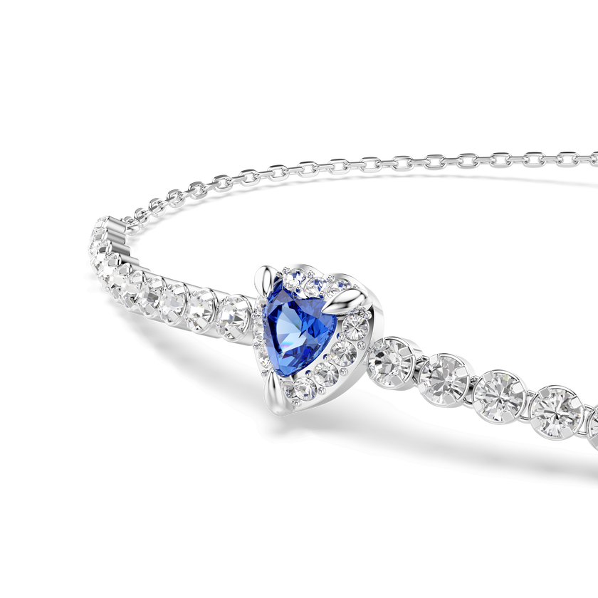 swarovski one bracelet  mixed cuts  heart  blue  rhodium plated