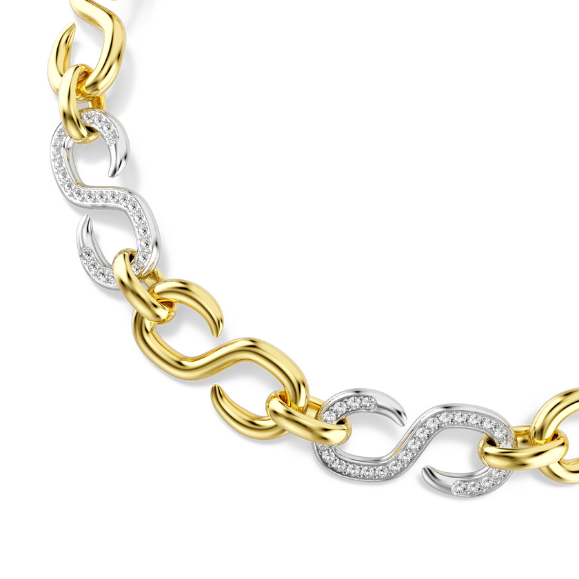 swarovski dextera necklace  round cut  chain  white  mixed metal finish