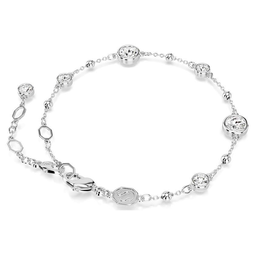 swarovski imber bracelet  round cut  white  rhodium plated