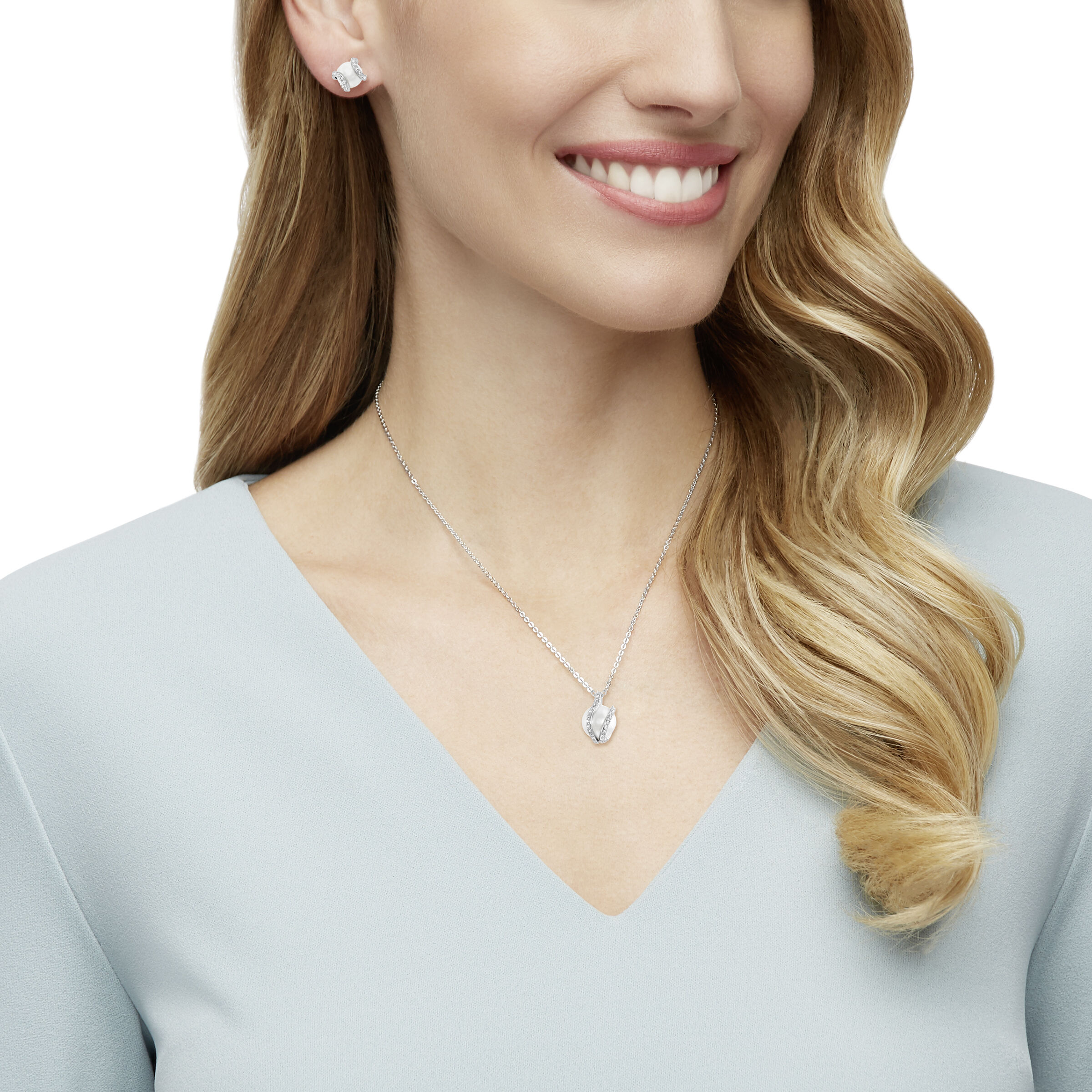 swarovski nude set  white  rhodium plated