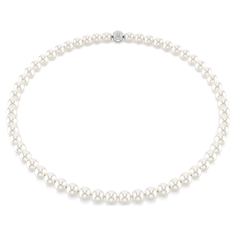 swarovski matrix necklace  crystal pearl  white  rhodium plated