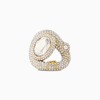 Tigris ring, Water droplets, White, Gold-tone plated