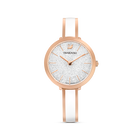 Crystalline Delight Watch, Metal Bracelet, White, Rose-gold tone PVD