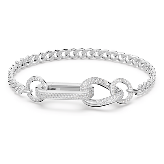 swarovski dextera bracelet  pav   mixed links  white  rhodium plated