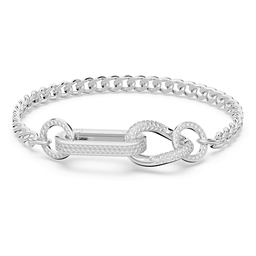 swarovski dextera bracelet  pav   mixed links  white  rhodium plated
