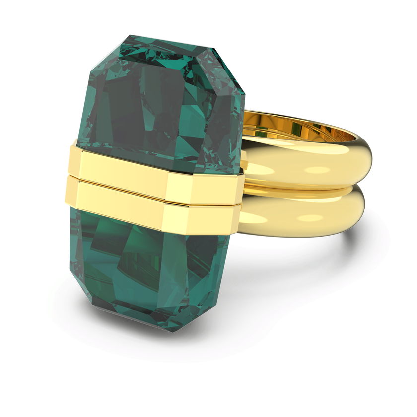 swarovski lucent ring  magnetic  green  gold tone plated