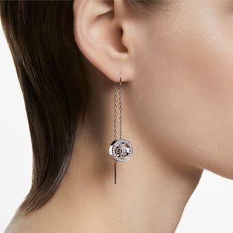 swarovski hollow drop earrings  long  white  rhodium plated