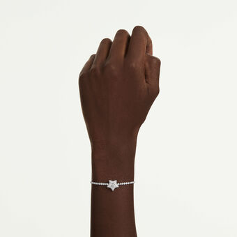swarovski sublima bracelet  round cut  star  white  rhodium plated