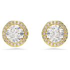 swarovski una stud earrings round cut gold tone gold tone plated
