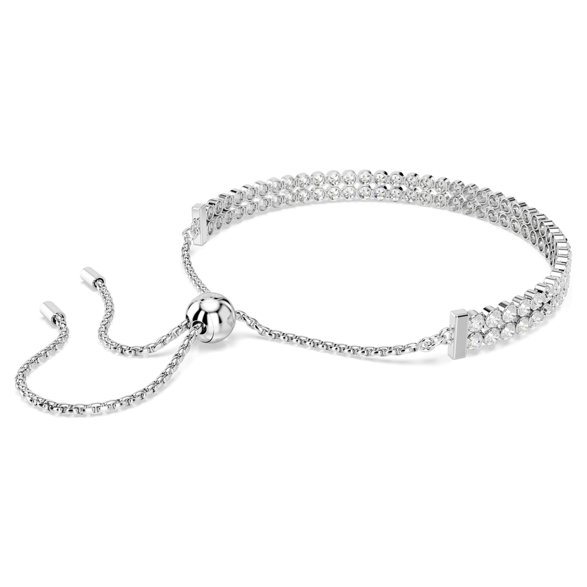 swarovski matrix tennis bracelet  round cut  white  rhodium plated
