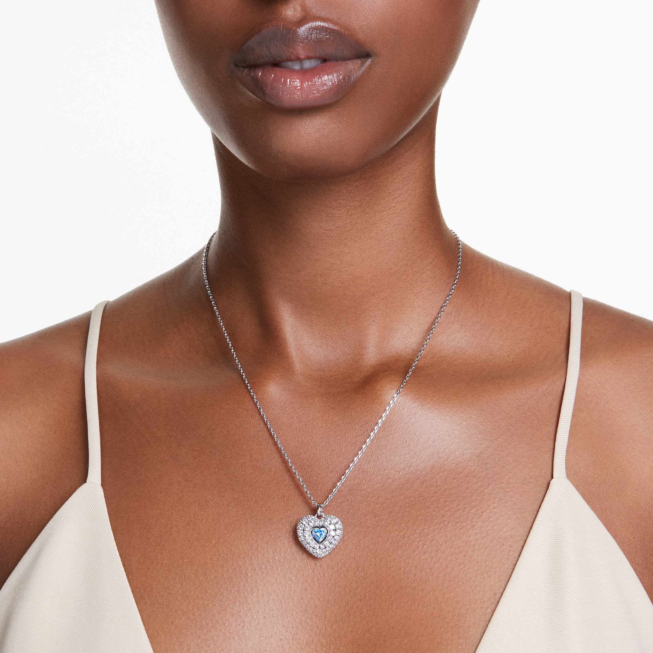 Buy Swarovski Idyllia pendant Heart Blue Rhodium plated
