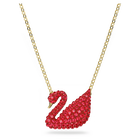 swarovski iconic swan pendant red gold plating