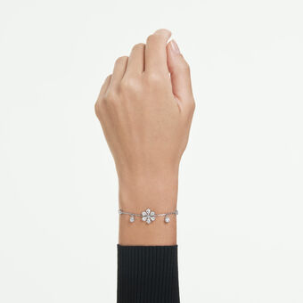 swarovski idyllia bracelet  mixed cuts  snowflake  white  rhodium plated