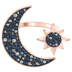 swarovski symbolic moon ring multi colored rose gold tone plated