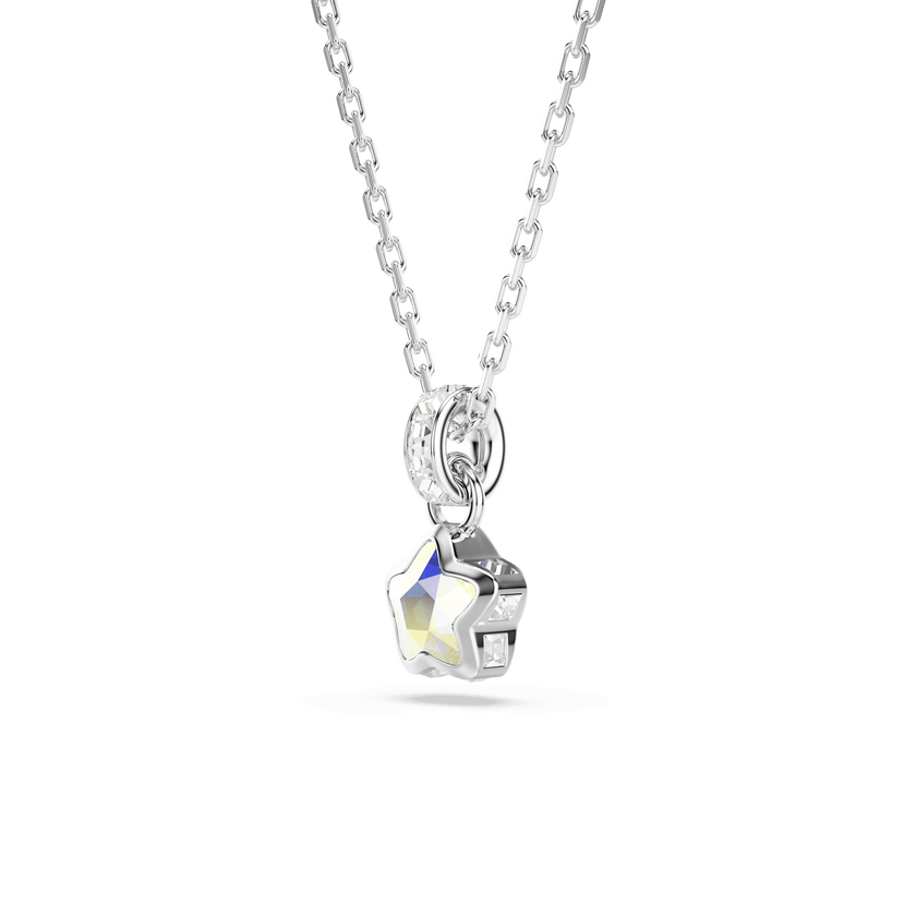 swarovski chroma pendant  mixed cuts  star  white  rhodium plated