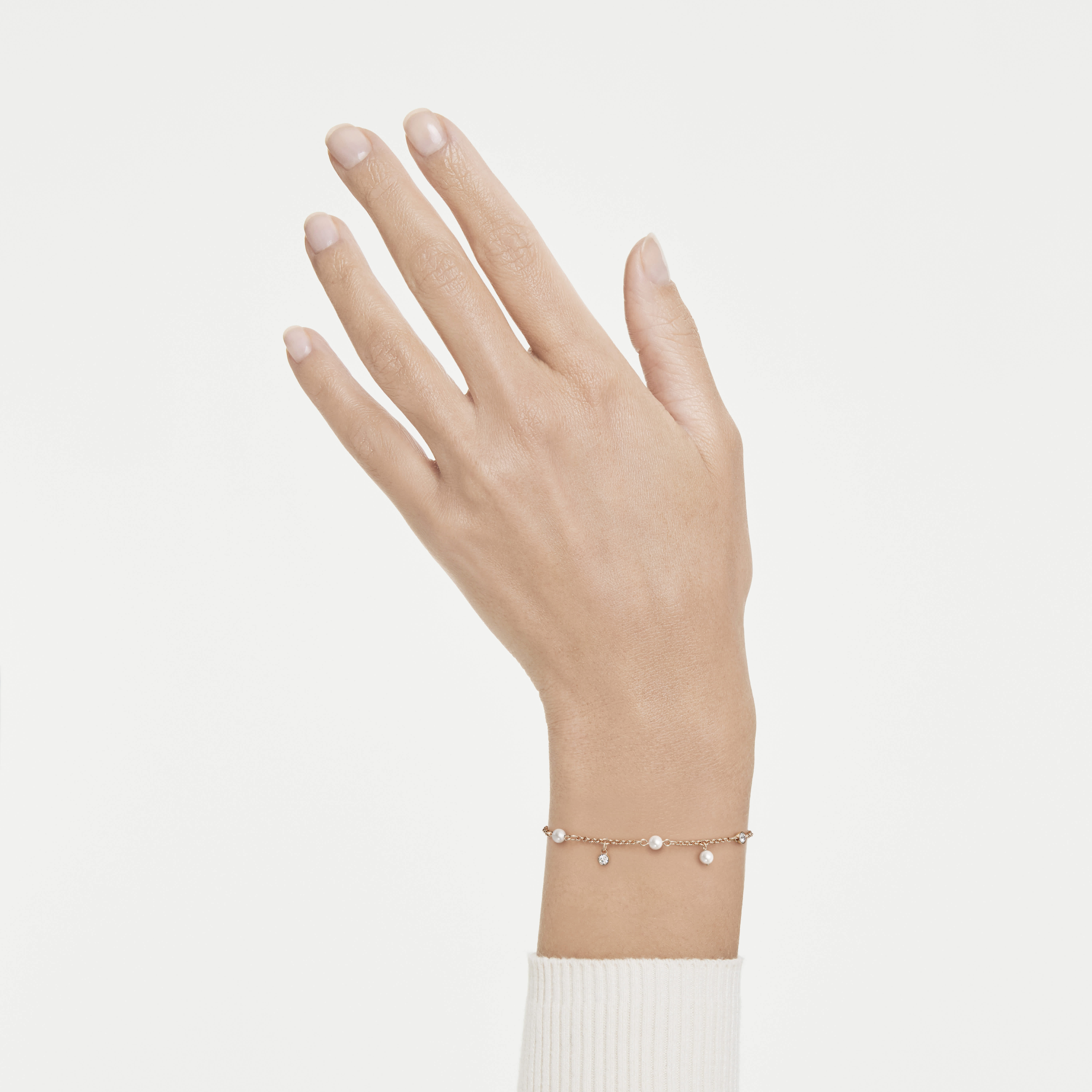 swarovski imber bracelet  crystal pearl  round cut  white  18k rose gold finish