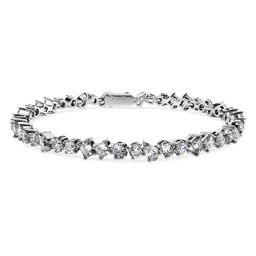 swarovski galaxy tennis bracelet  lab grown diamonds 5 ct tw  mixed shapes  18k white gold