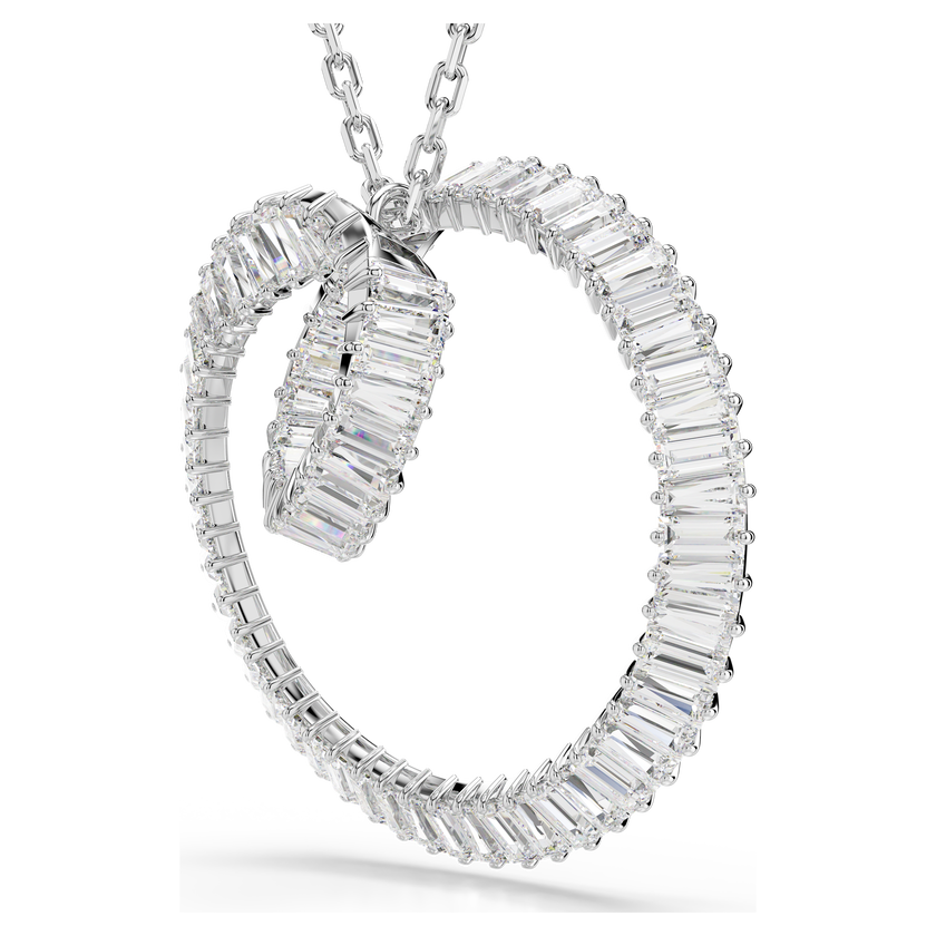 swarovski matrix pendant  baguette cut  white  rhodium plated