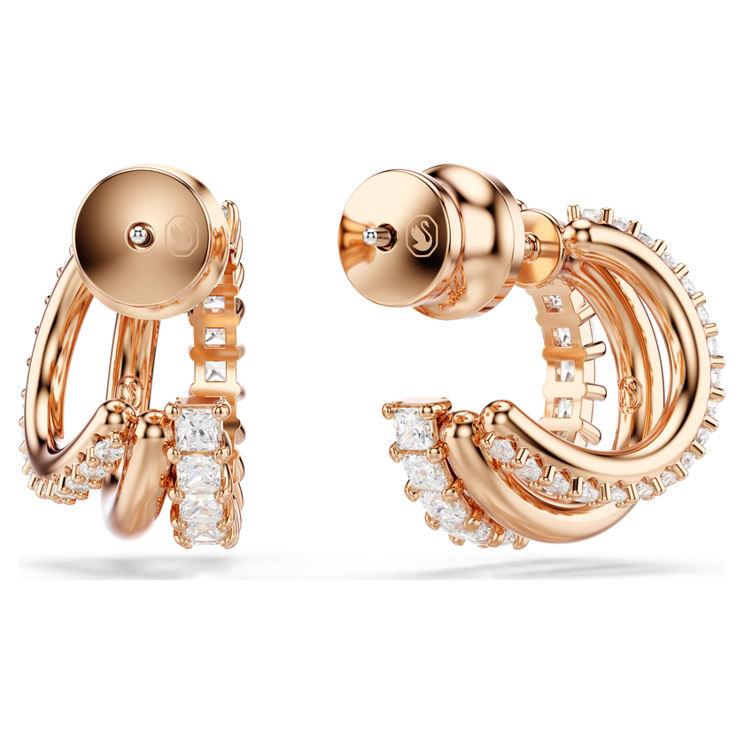swarovski hyperbola hoop earrings  mixed cuts  mini  white  rose gold tone plated