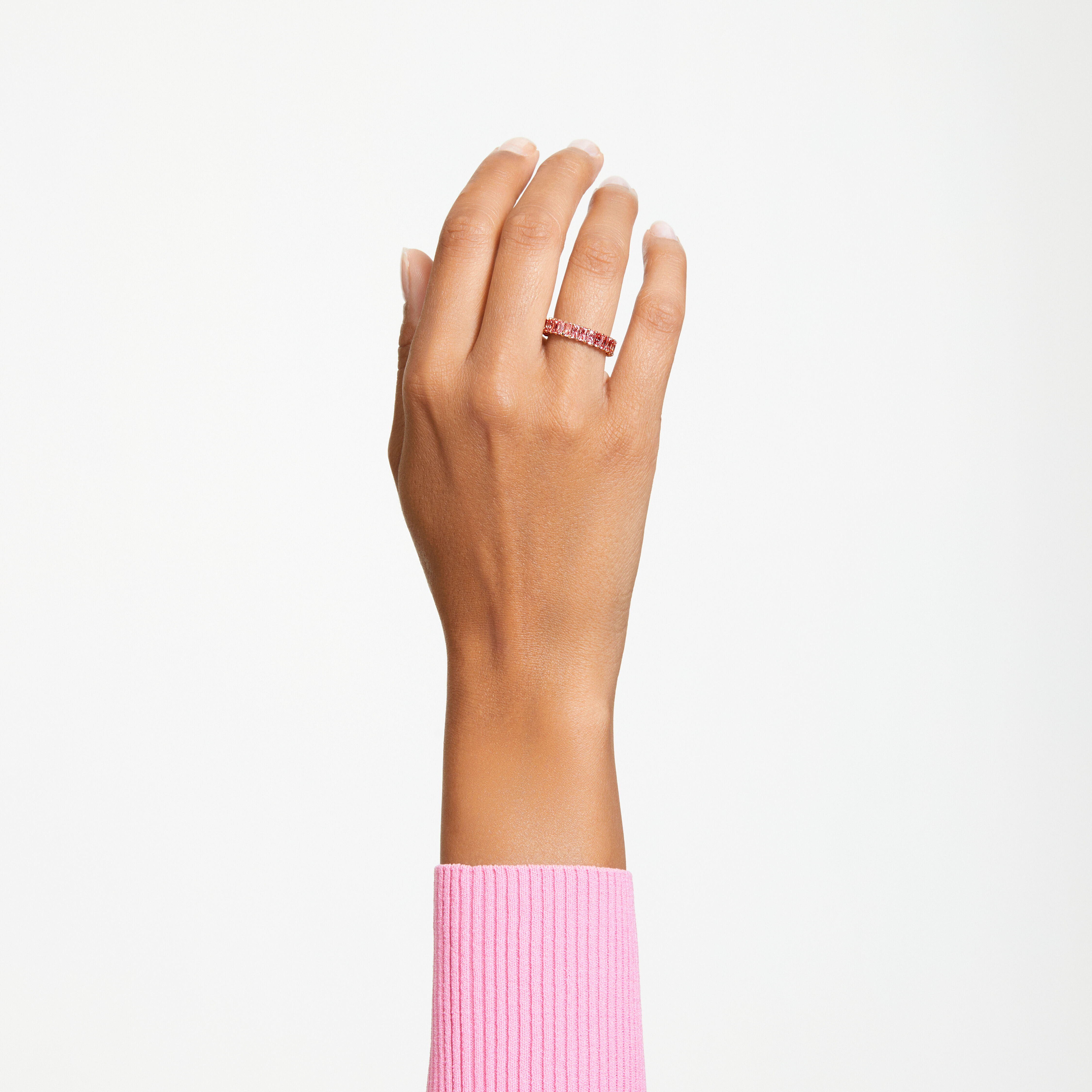 Buy Swarovski Matrix ring Baguette cut Pink Rose gold tone plated