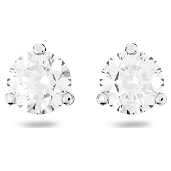 swarovski solitaire stud earrings  round cut  white  rhodium plated