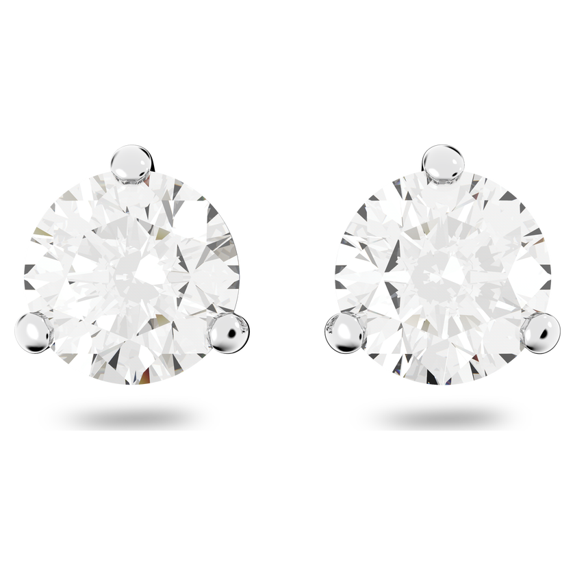 swarovski solitaire stud earrings  round cut  white  rhodium plated