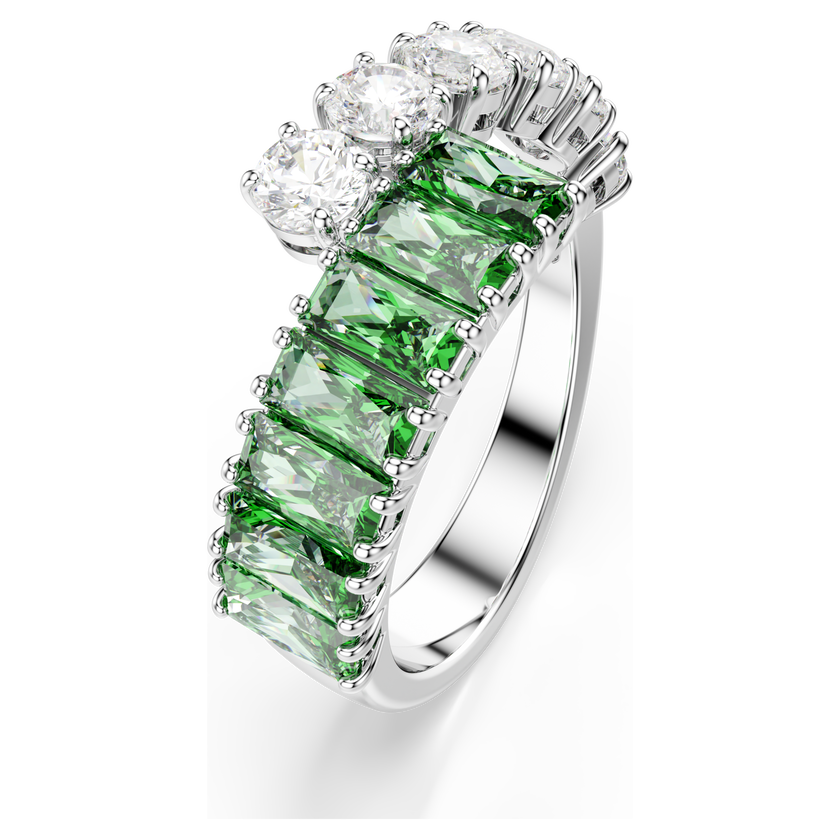 swarovski matrix ring  mixed cuts  green  rhodium plated
