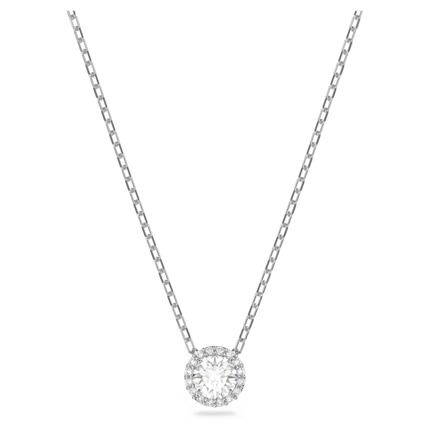 swarovski angelic pendant  round cut  white  rhodium plated