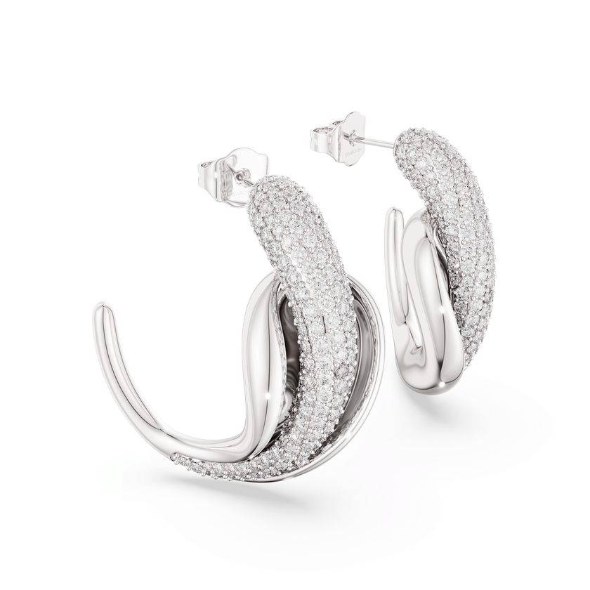 swarovski classica hoop earrings  statement  round cut  white  sterling silver
