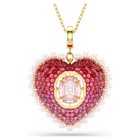 swarovski idyllia pendant  mixed cuts  heart  pink  gold tone plated