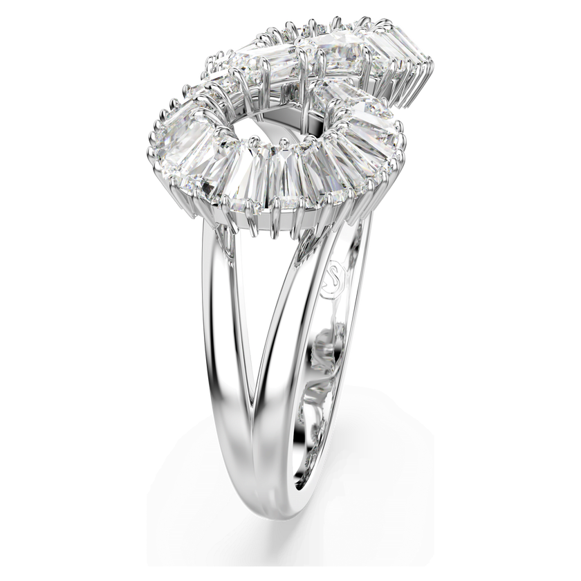 Hyperbola cocktail ring, Infinity, White, Rhodium plated, Size 55 ...