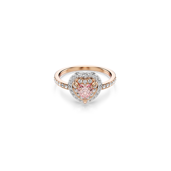 swarovski one motif ring  heart cut  pav   heart  pink  mixed metal finish