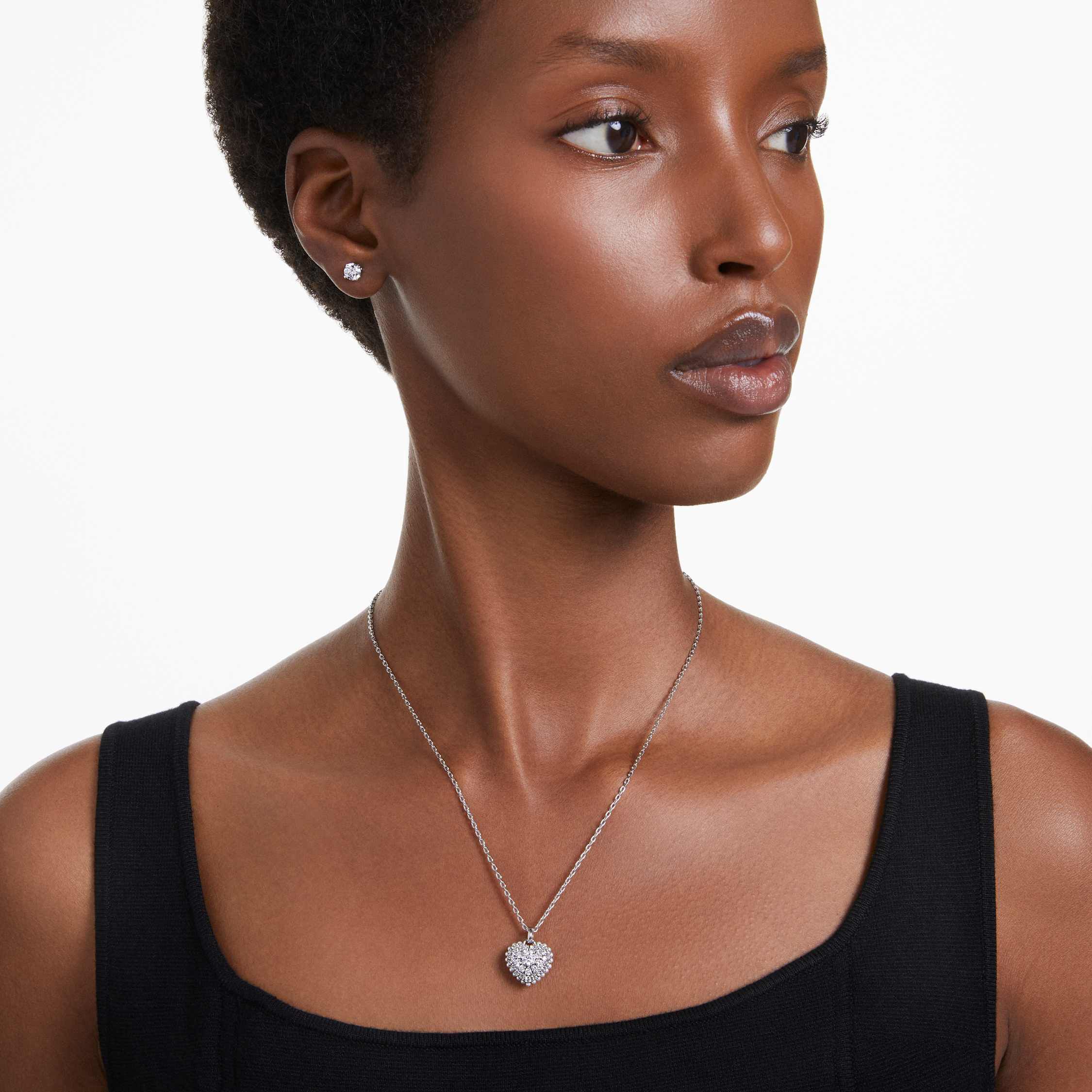 Buy Swarovski Hyperbola set, Crystal pearl, Heart, White, Rhodium 
