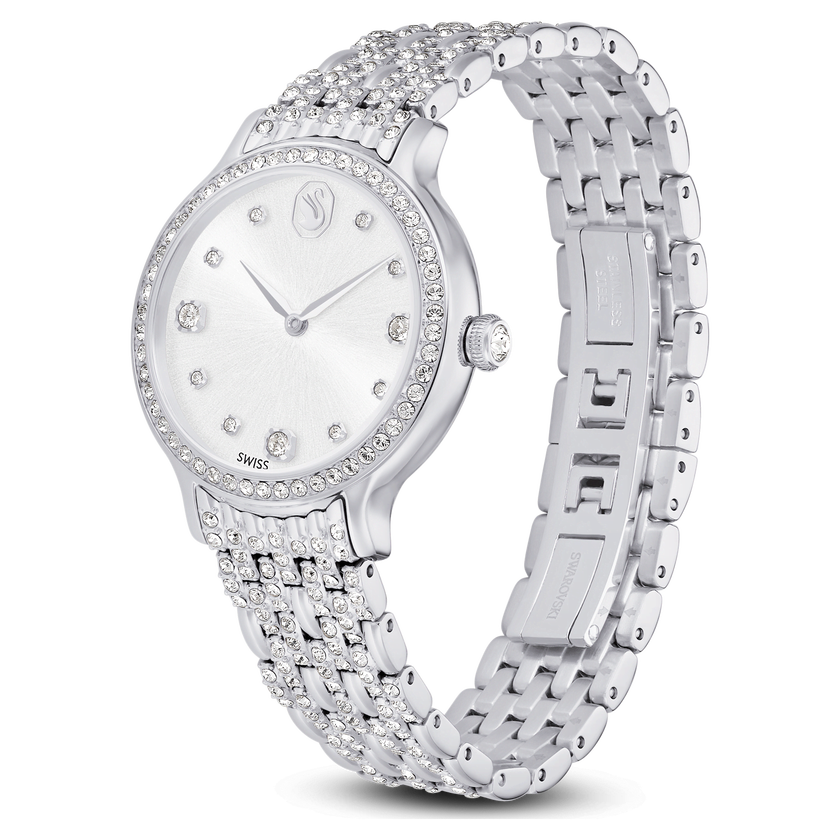 swarovski imber watch  swiss made  metal bracelet  silver tone  stainless steel