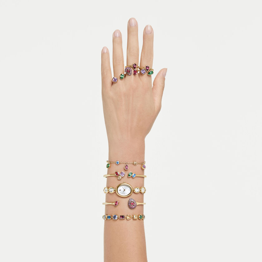 swarovski imber bangle  mixed cuts  multicolored  18k gold finish