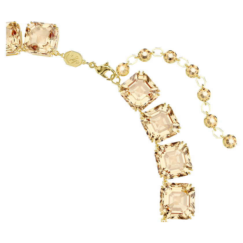 swarovski millenia tennis necklace  octagon cut  caramel  gold tone plated