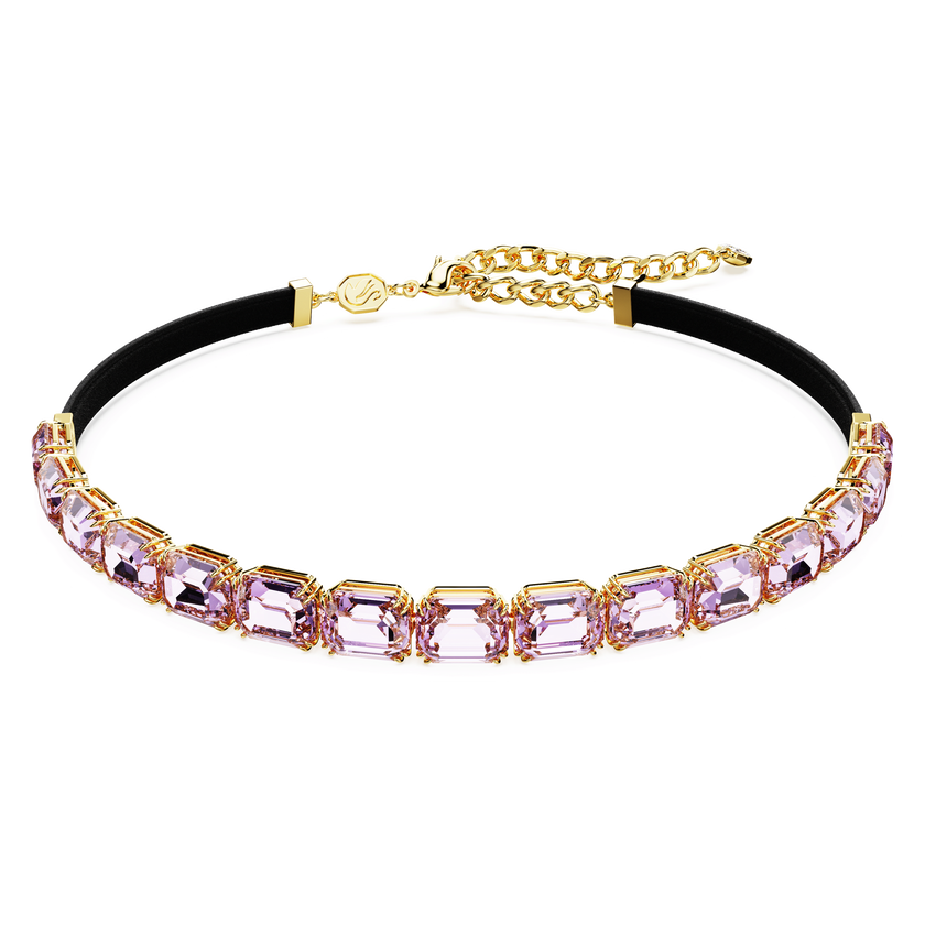 swarovski millenia tennis choker  octagon cut  purple  gold tone plated