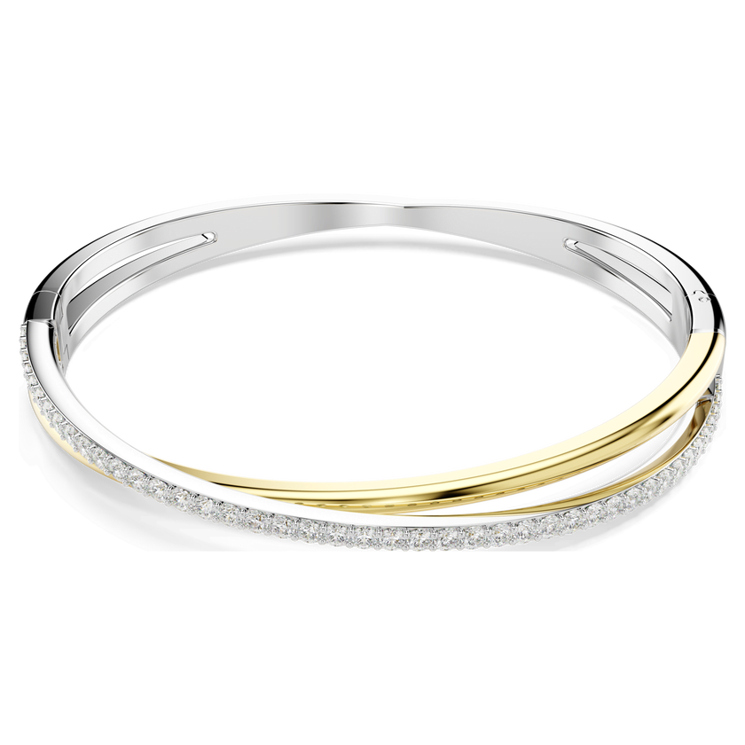 swarovski hyperbola bangle  round cut  white  mixed metal finish