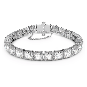 swarovski matrix tennis bracelet  square cut  small  white  rhodium plated