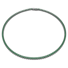 swarovski matrix tennis necklace  round cut  green  ruthenium plated