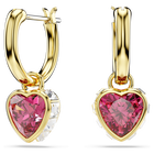 swarovski chroma drop earrings heart red gold tone plated